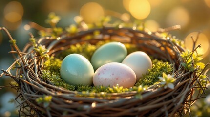 Poster - A basket filled with colorful Easter eggs.