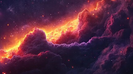 a vibrant, fiery nebula igniting the cosmic expanse.