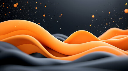 Poster - Abstract Cosmic Particle Flow: Orange and Black 3D Render