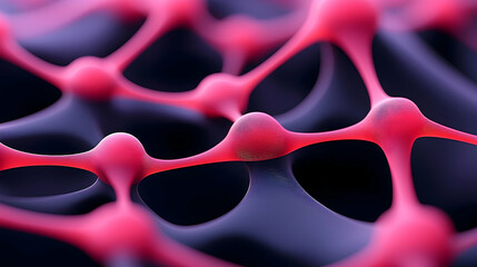 Poster - Abstract Digital Network with Glowing Pink Nodes