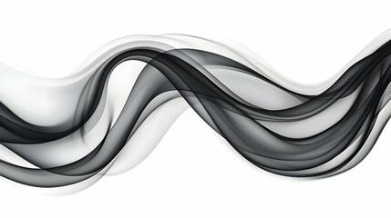 Poster - Abstract Grey and Black Smoke Wave on White Background