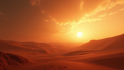 Wall Mural - landscape on planet Mars, scenic desert scene on the red planet