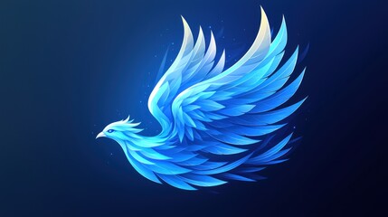 Poster - Abstract Blue Bird in Flight: A Digital Art Masterpiece