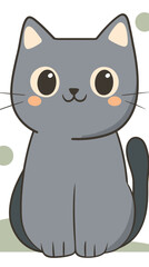 Poster - Adorable Gray Cat in Minimalist Flat SVG Vector Style for Cute Animal Designs