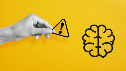Poster - Exclamation mark in the brain. Symbol of important information. Brainstorming Ideas