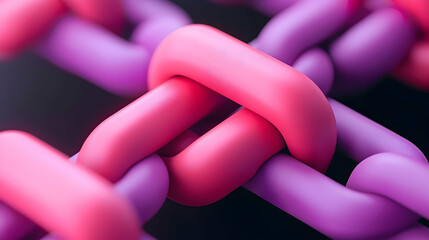 Poster - Interconnected Pink and Purple Chain Links Abstract 3D Render