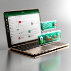 Poster - AI-Powered Business Insights: Laptop Displaying Chatbot, Analytics, and Communication Interface for Enhanced Decision-Making