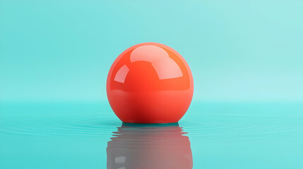 Poster - Red Sphere Floating on Turquoise Water