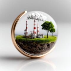 Poster - Fragile Earth: Industry and Nature in Equilibrium Inside a Glass Sphere, a Delicate Balance on Display
