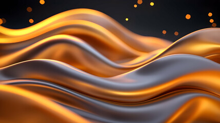 Poster - Shimmering Golden Waves Abstract Background