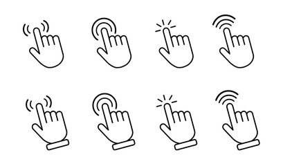 Fototapete - computer mouse cursor icon set with arrows, hand pointers, click effects, and loading symbols. perfe