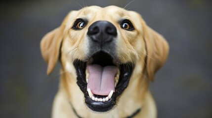 Poster - Happy Labrador Retrievers Close Up Smiling with Playful Expression and Joyful Personality : Generative AI