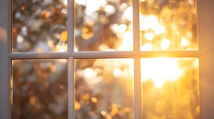 Poster - Golden Sunset Shining Through a Window Creating a Warm and Cozy Atmosphere : Generative AI