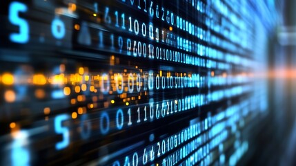 Poster - Dynamic digital background filled with binary code showcasing technology and data visualization : Generative AI