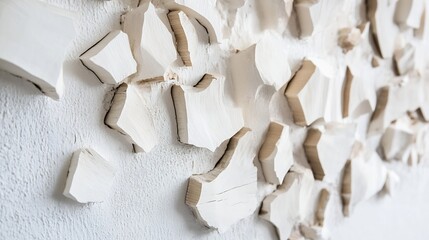 Poster - Artistic Close-Up of Broken Plaster Wall Texture with Abstract Design and Patterns : Generative AI