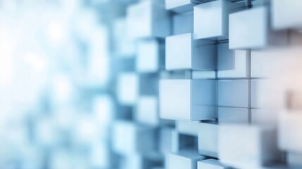 Poster - Abstract Block Patterns with Soft Blue Tones for Modern Digital Backgrounds : Generative AI