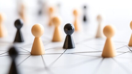 Poster - Colorful Game Pieces on a Board Representing Social Connections and Strategy Concepts : Generative AI