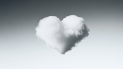 Poster - A fluffy white cloud shaped like a heart floats against a muted gray sky. The image is simple, evocative, and uses soft lighting to emphasize the heart shape