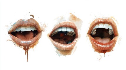 Poster - set of mouth on white background. illustration