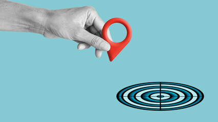 Poster - Set a goal and move towards it. Location icon and target. Time to set goals and Target Aspirations