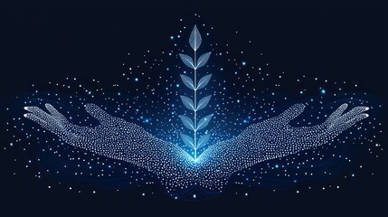 Poster - Hands of Nature: A Digital Art Depiction of Growth, Harmony, and the Interconnection Between Humanity and the Natural World