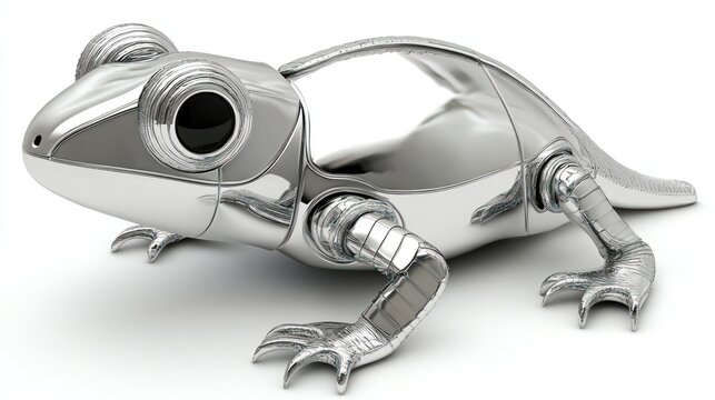 Chrome Robotic Lizard: A Futuristic Metal Reptile