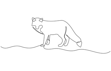 Poster - Continuous one line drawing of cute fox. Isolated on white background vector illustration, Wolf/fox as predator on the jungle line art drawing for wall decoration.