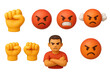 © Влада Яковенко - 3d angry expression icons set: emoji faces and gestures for emotional design