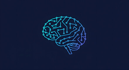 Poster - Artificial Intelligence brain circuit illustration on a dark background. Futuristic medical technology graphic concept for medical presentation on personalized and precision medicine.