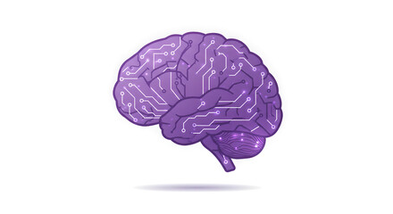 Poster - abstract graphic showing a brain with circuit board lines. concept of advanced neurology and neuroscience. future technological medicine for research and development.