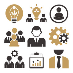 Poster - Business and Teamwork Icons Set for Collaboration and Ideas