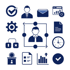 Poster - Business Management Icons and Concepts in Flat Vector Style