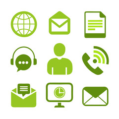 Poster - Green Communication and Contact Methods Icons on White