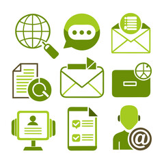 Poster - Green Business and Communication Icons Set Graphic Illustration