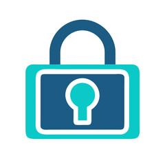 Poster - Blue Padlock Icon Isolated on Black Background Symbol