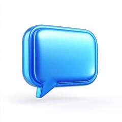 Poster - 3d Simple Blue Message Box Icon, 3d Shiny Blue Chat Box Icon On White Background, 3d illustration