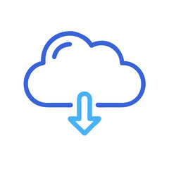 Poster - Blue Cloud Download Icon Illustration on Black Background