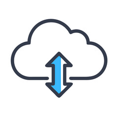 Poster - Cloud storage synchronization with bi-directional arrow vector icon