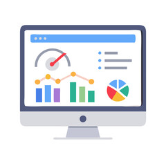Poster - Data Analytics Dashboard on Computer Screen Displaying Charts