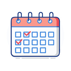 Poster - Cartoon Calendar with Red Check Marks on Black Background