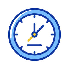 Poster - Blue Wall Clock Minimalistic Icon on Black Background