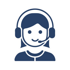 Poster - Female customer service icon, woman with headset, support