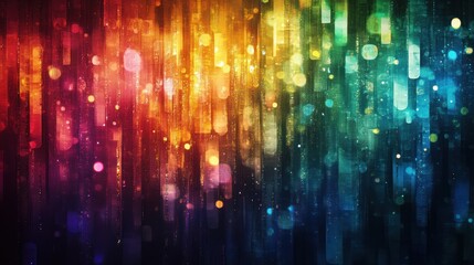 Poster - Vibrant cascade of spectral hues with blurred radiance in digital painting
