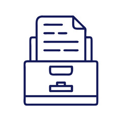 Poster - Blue Filing Cabinet Icon with Documents on Black