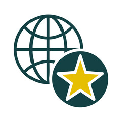 Wall Mural - Globe and Star Icon: Global Achievement and Recognition