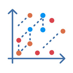 Poster - Scatter Plot with Dot Connections on Black Background