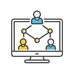 Poster - Online Teamwork: Computer Screen Showing Network of Connected People
