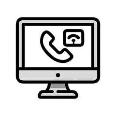 Poster - Minimalist Computer Monitor Icon on Black Background