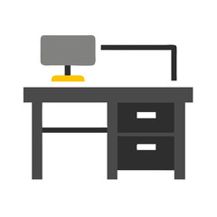 Poster - Desk with Computer Monitor Icon on Black Background