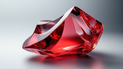 Poster - 3d glass refraction in red color against gray background illustration